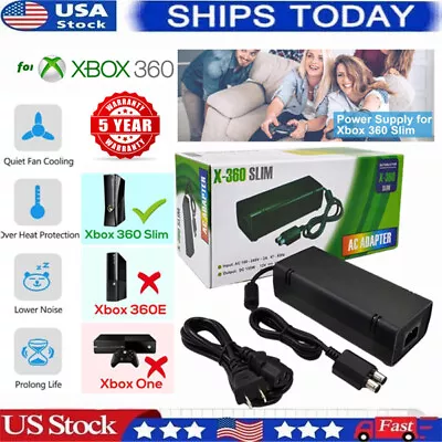 Power Supply For Xbox 360 Slim Console With Cable AC Adapter Power Brick Charger • $17.99