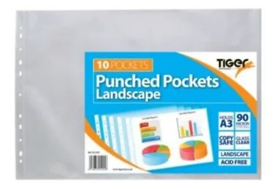 A3 Tiger Landscape Punched Pockets - Ring Binder Sleeves Wallets • £4.50