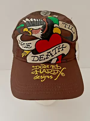 Don Hardy Designs Embroidered True Till Death Trucker Adjustable Snapback Hat • $39.99