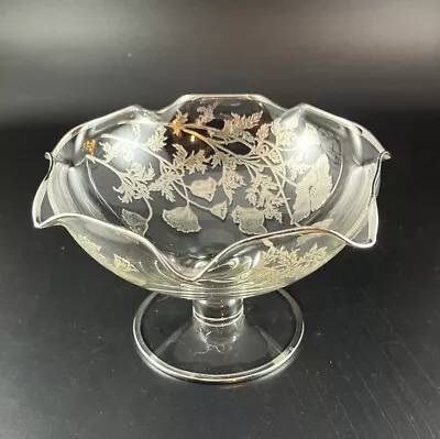 Vintage Silver Trimmed Floral Footed Candy/Compote Bowl • $12.50