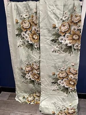 Vintage Sanderson Fabric  Grosvenor  Pair Curtains Cabbage Roses 70”w X 62”d • £40