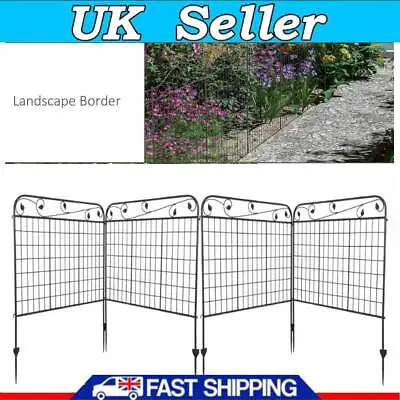 Picket Fence Garden Border Flexible Iron Black Edge Grass Lawn Fencing 112x92cm • £78.22