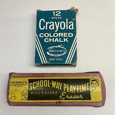 Vintage Toy Blackboard Slate Eraser And Crayola Chalk School Way Playtime • $11.75