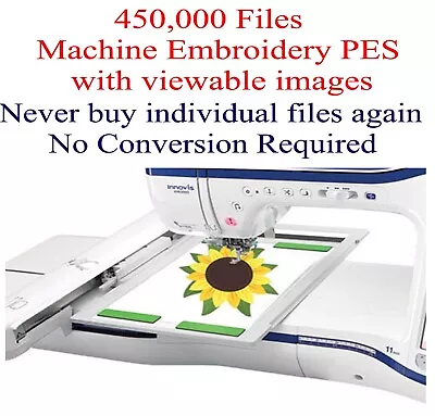 450000 PES ONLY Machine Embroidery Designs On USB Includes Viewing Images  • $49