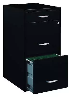 $62 • Buy Vertical Filing Cabinet 18 W 3-Drawer Storage Organizer File Home Office Black