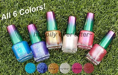 S.he Magic Nail Effect Nail Polish Set - All 6 Colors Glitter Nail US SELLER • $20.99