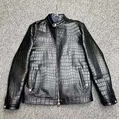 Mens Genuine Alligator Leather Jacket Customized Made Crocodile Skin Jacket • $3499