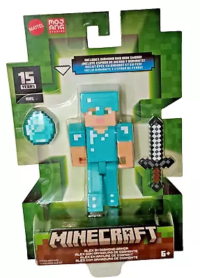 Minecraft 15th Anniversary Alex With Diamond Armor & Iron Sword 3.5  Figure NEW • $23.95