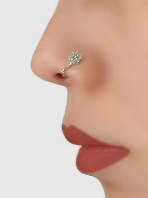 $1.99 • Buy Nose Cuff Fake Helix Non Piercing Ring Rhinestone Decor Flower Body Jewellery