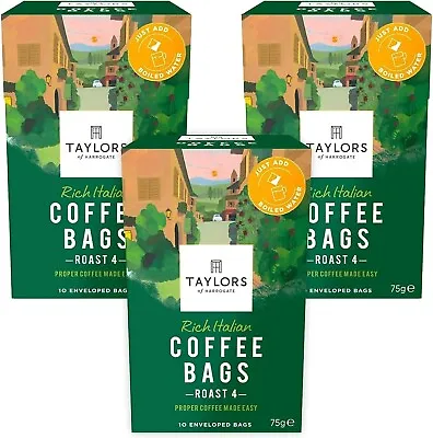 Taylors Of Harrogate Rich Italian Coffee Bags Pack Of 3 X 10 Enveloped Bags Uk • £6.60