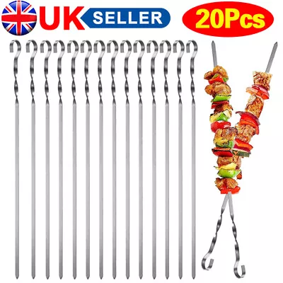 Metal BBQ Barbecue Kebab Food Meat Vegetable Grill Sticks Skewers Cooking Roast • £4.48