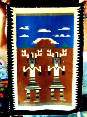 Vintage Auethentic Navajo Handwoven Wool Rug Apprx. 30 1/2  X 19 1/2  • $175