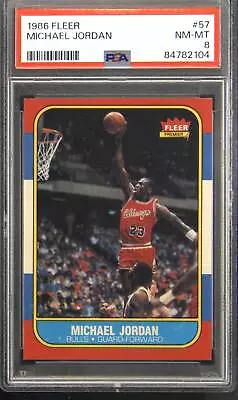 1986 Fleer #57 Michael Jordan Rookie RC PSA 8 • $2030