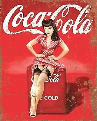 Coca Cola Pin Up Girl Cafe Shop Metal Plaque Aluminium Sign Others Listed 1140 • £4.99
