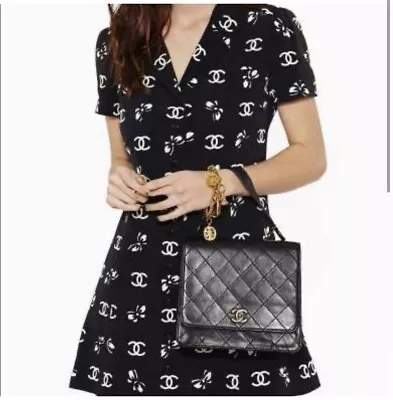 Vintage Chanel Knee-length Dress Cc Logo • $3500
