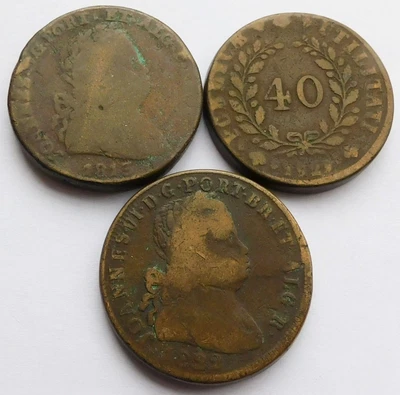 $9.99 • Buy 1813, 1822, 1829 Portugal 40 Reis, Three Portuguese Coins