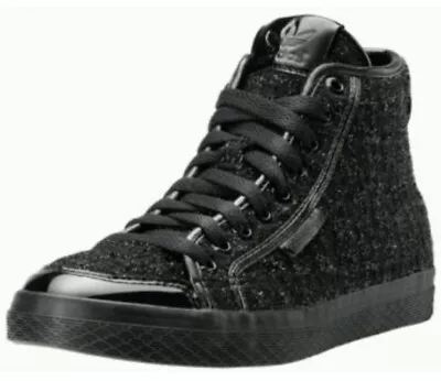 Adidas Honey Triple Black Shimmer Mid High Tops Sneakers Size 8.5 • $58