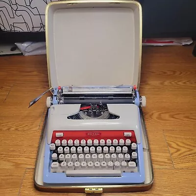 Vintage Royal Futura 800 Manual Typewriter Red White&Blue Works W/Case & Key • $149.99