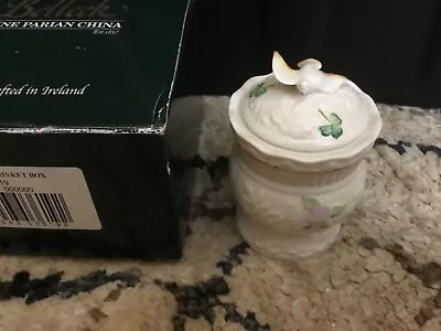 Belleek Ireland China Embossed Flower Songbird Gift Box Trinket Box Jar W/ Lid • $15.95