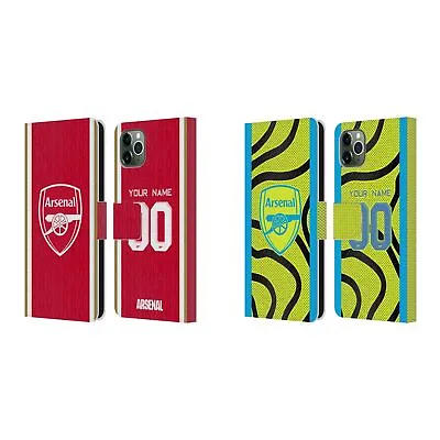 PERSONALISED ARSENAL FC 2023/24 KIT LEATHER BOOK CASE FOR APPLE IPHONE PHONES • $45.05