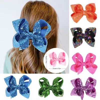 Large Bowknot Clips Girls Kids Sequin Bow Rainbow Bow Knot Hair Clips Head Dress • $3.84