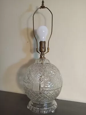 Vintage  Cut Glass Diamond Pattern Lead Crystal Ball Lamp  • $34