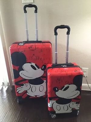 Nib Disney Mickey Or Minnie Spinner Luggage 2 Piece Set • $179