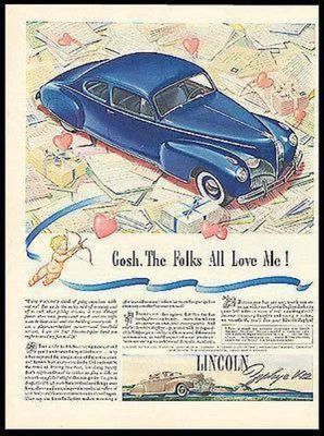 $18.99 • Buy Lincoln Zephyr Automobile 1941 AD V12 Engine Chrome Whitewalls CLASSIC