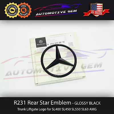 R231 SL63 AMG Trunk Star Emblem GLOSS BLACK Rear Logo Badge Mercedes SL450 SL550 • $44.99