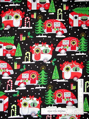 Christmas Fabric Camper Trailer  Camp Cotton Benartex Kanvas Studio By The Yard • $10.97