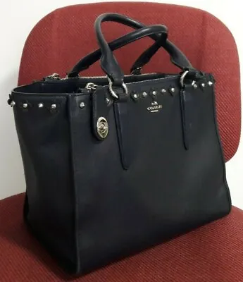 $139.50 • Buy Coach Crosby Floral Rivet/stud Leather Large Satchel Bag Purse 37400_navy_$450