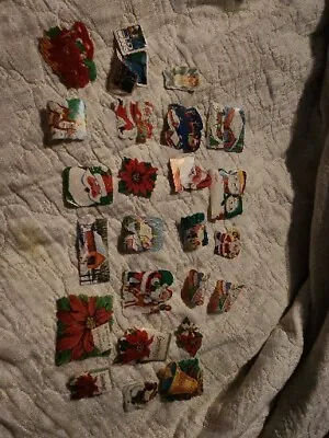 $6.99 • Buy 25 Different  Vintage Christmas Stickers Gummed Seals  Holiday Kitschy 60’s