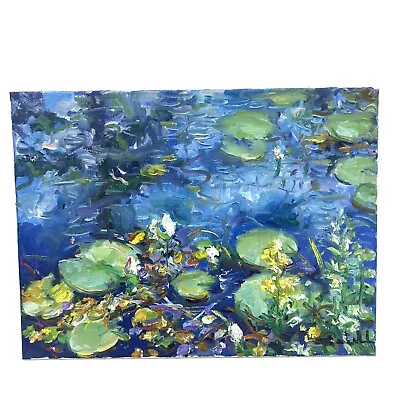 Original Artwork 12”x16” Oil On Canvas Lily Pads By Tadeusz Seidel • £66.50