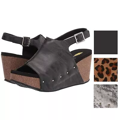 Volatile Womens Division Ankle Strap Faux Leather Wedge Sandal • $68.99