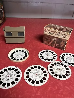 Vintage GAF View-Master Standard Stereo Viewer W/ Box 6 Discs Spiderman She-ra • $24.99