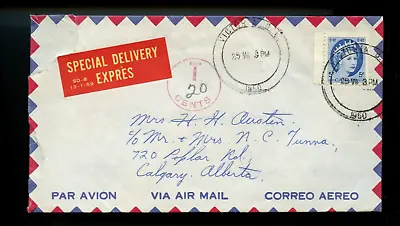 🍁Special Delivery Postage Due T20 Cents With Barrell Cancels 1960 Cover Canada • $25