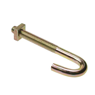 M6 M8 Hook J Bolts & Square Nuts Zinc Roofing Guttering Fence Weatherproof • £3.99