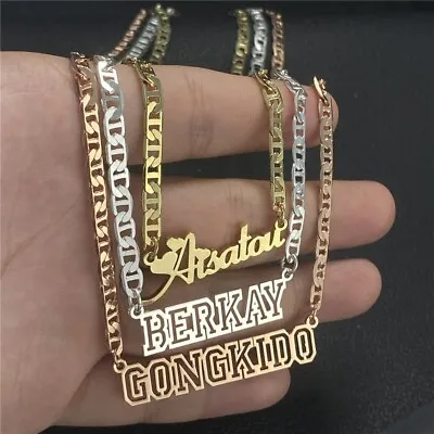 Customized Nameplate Custom Name Necklace Personalized Stainless Steel Men Women • $19.23