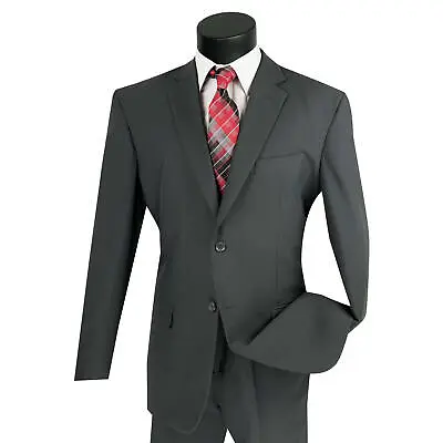 BIG & TALL Men's Charcoal Gray 2 Button Classic Fit Poplin Polyester Suit NWT • $85