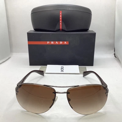 $36 • Buy Prada Sport Linea Rossa SPS56M Brown Sunglasses W/ Case & Box (Italy) S#544