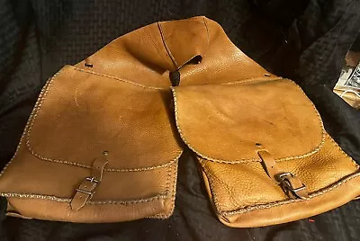Vintage Saddle Bags Brown/Tan Leather Vintage Horse Motorcycle Saddlebags • $72