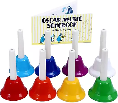 MINIARTIS Hand Bells For Kids | 8 Notes Diatonic Colorful Metal Handbells Set | • $43.54