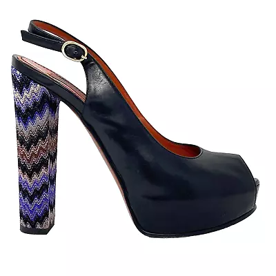 Missoni Platform Peep Toe Sling Back Pumps Size 38  • $125