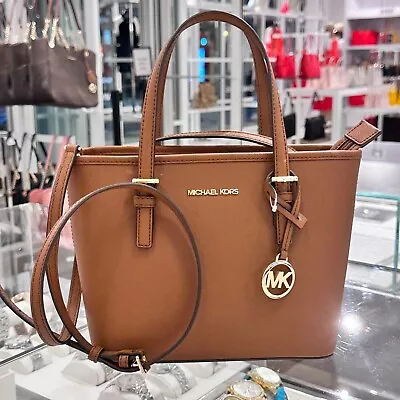 Michael Kors Jet Set Carryall Tote Extra Small Crossbody Leather Bag Luggage • $89.85