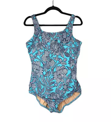 Lands End Mastectomy Swimsuit Womens Size 18 MAST One Piece Lined Aqua Navy • $35