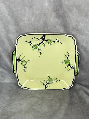 Vintage Moriyama Platter Green Cherry Blossom Hand Painted Japan • $24.99