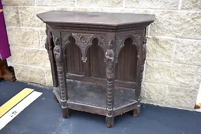 $545 • Buy Nice Older Hand Carved Side Table, Antique Gothic End Table (JC83) Chalice Co.