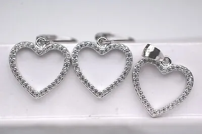 925 Silver Simulated Diamond Heart Shape Jewellery Set In 14k White Gold Plated • $446.99