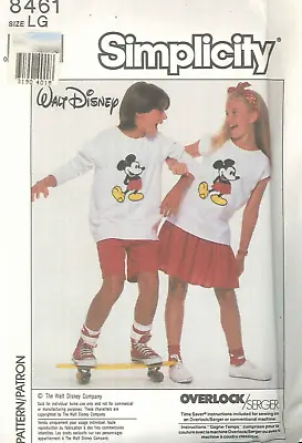 Disney Mickey Mouse Knit Top Shorts Skirt Pattern Size 12 Simplicity 8461 Uncut • $10.75