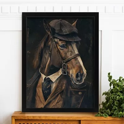 Dapper Horse Art Print: Tweed Suit & Cap Horse Portrait Vintage Horse Wall Art • £19.50